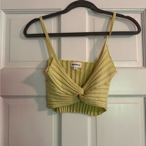 Superdown Knotted Ribbed Top - Yellow